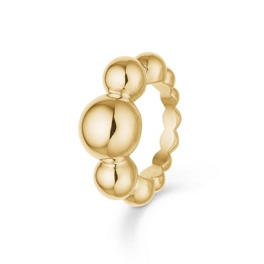 Biggest ball ring i 14 karat blank guld fra Mads Z Gold Label-kollektion med skulpturelt kugledesign.